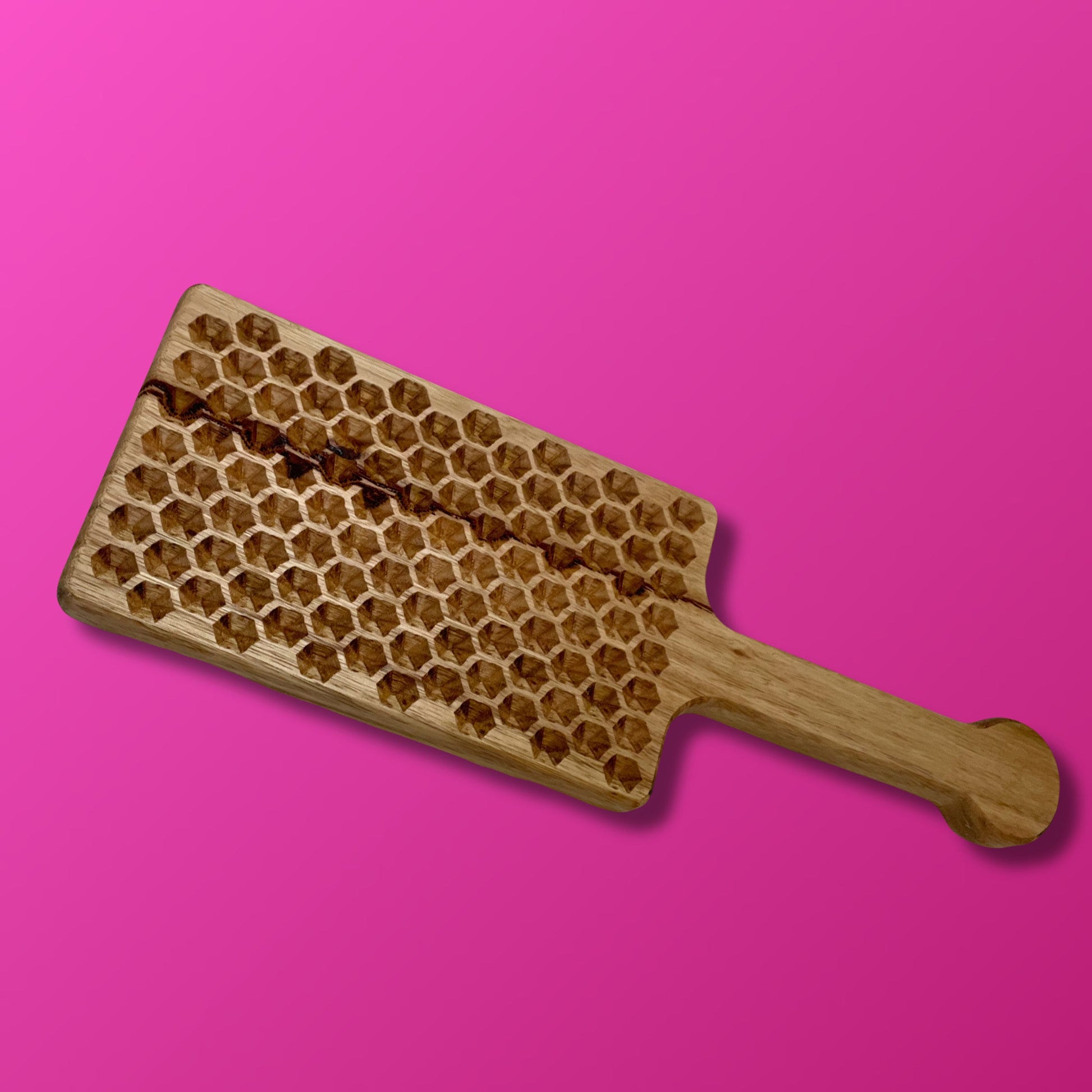Heavy Hardwood Engraved Spanking Paddle, BDSM Toy Wooden Paddle - Honeycomb